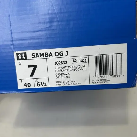 adidas GS Samba OG “White Ash Blue Gum” JQ2832 - Picture 5 of 6